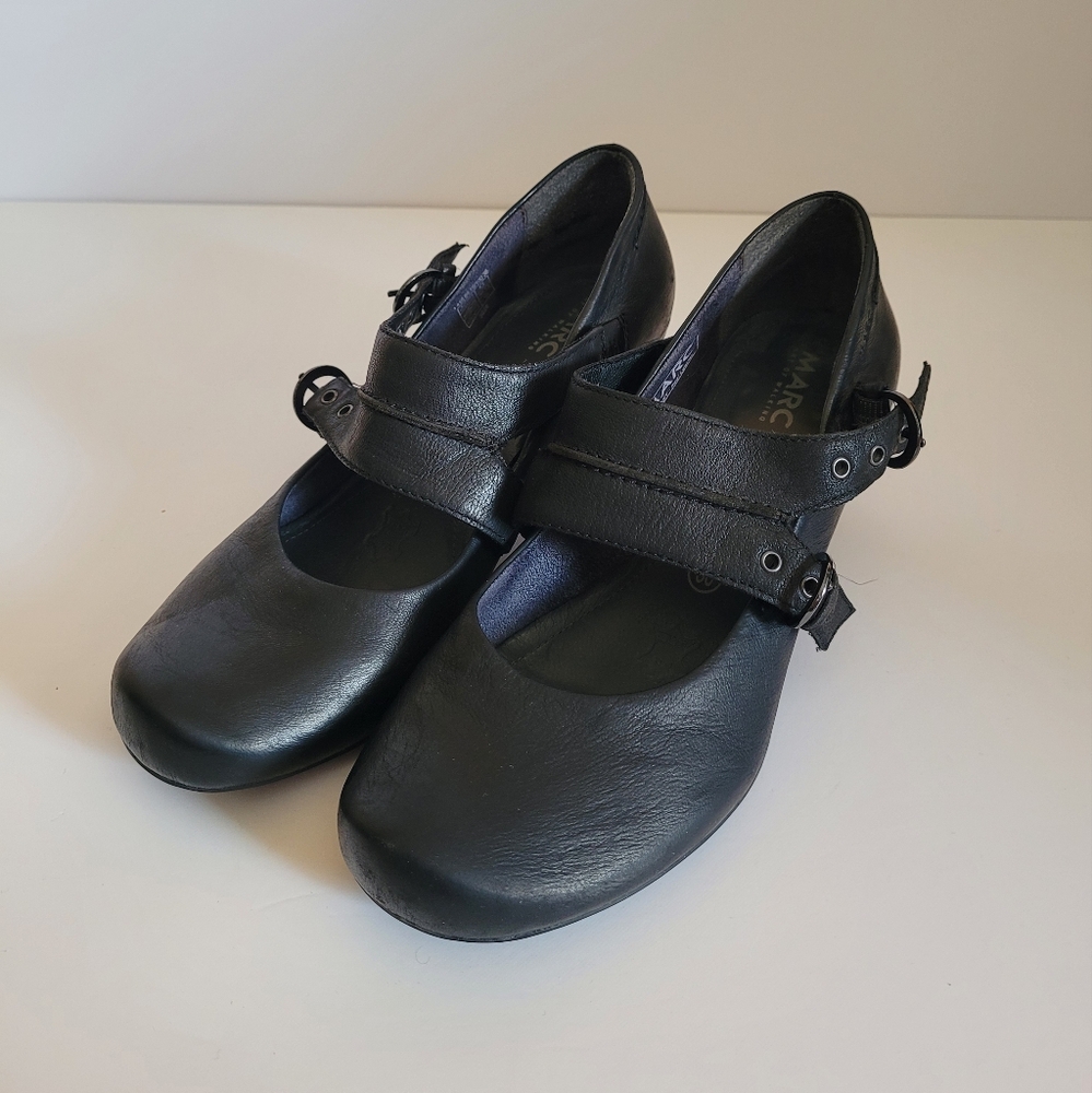 MARC Art of Walking Heeled Pumps Black Genuine Leather Strapped European size 36